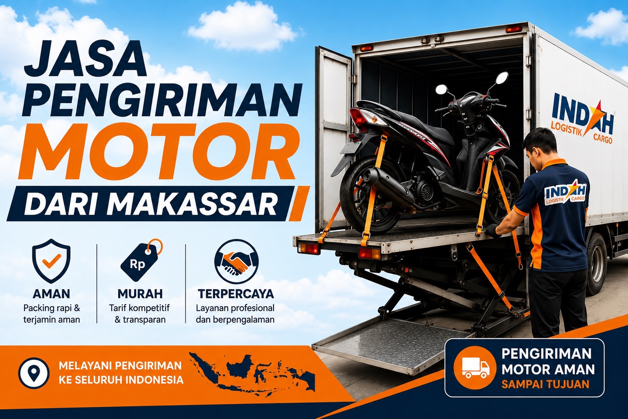 Jasa pengiriman motor dari Makassar murah ke seluruh Indonesia